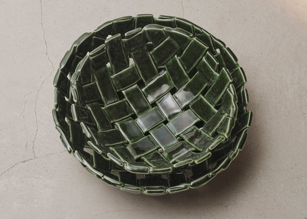Plait Bowl Emerald Green