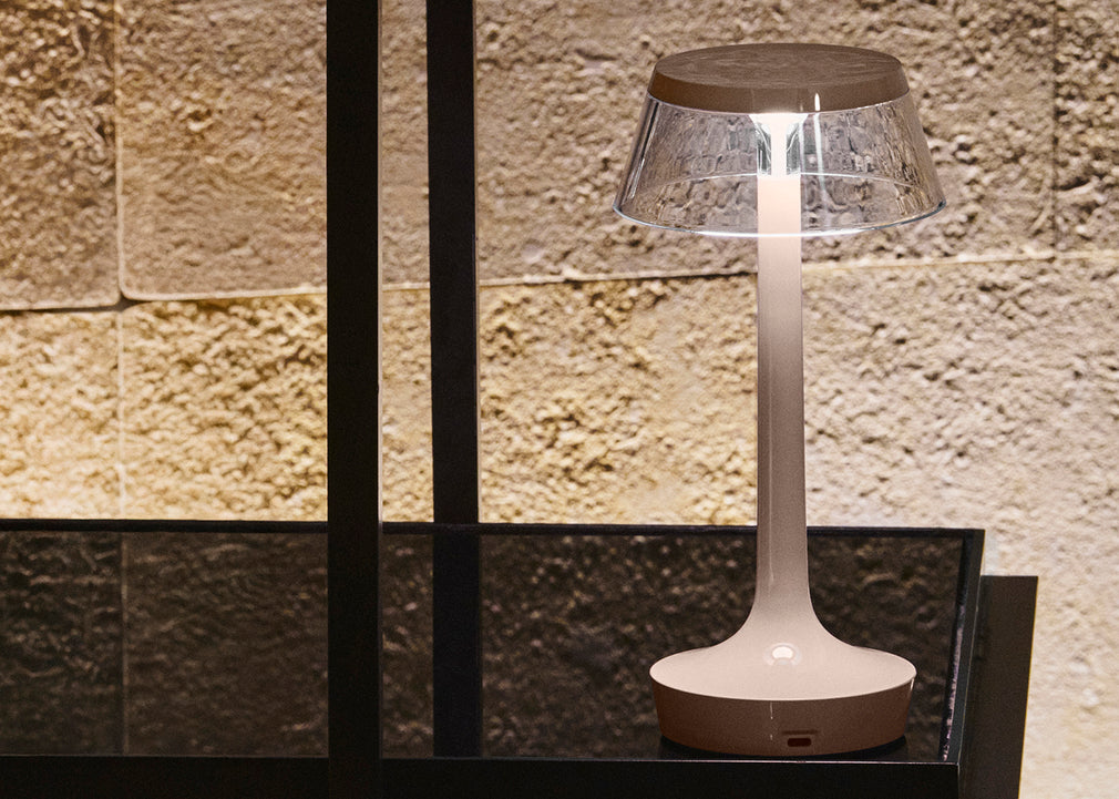 Bon Jour Unplugged LED Portable Table Lamp Almost White