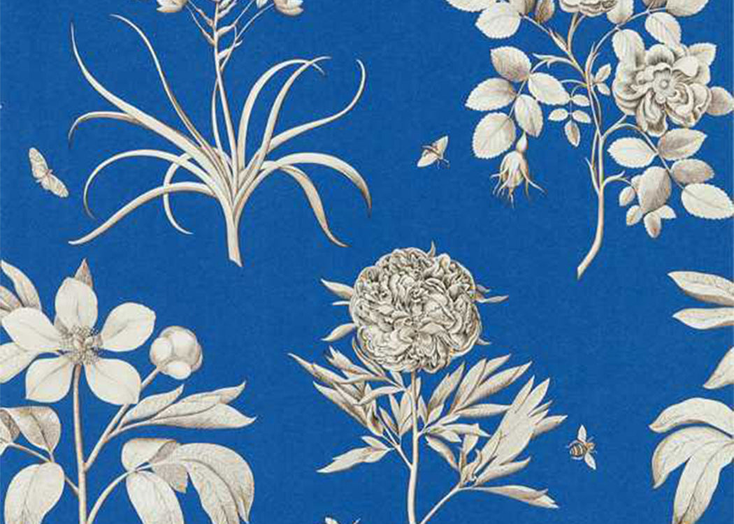 Etchings & Roses Wallpaper French Blue