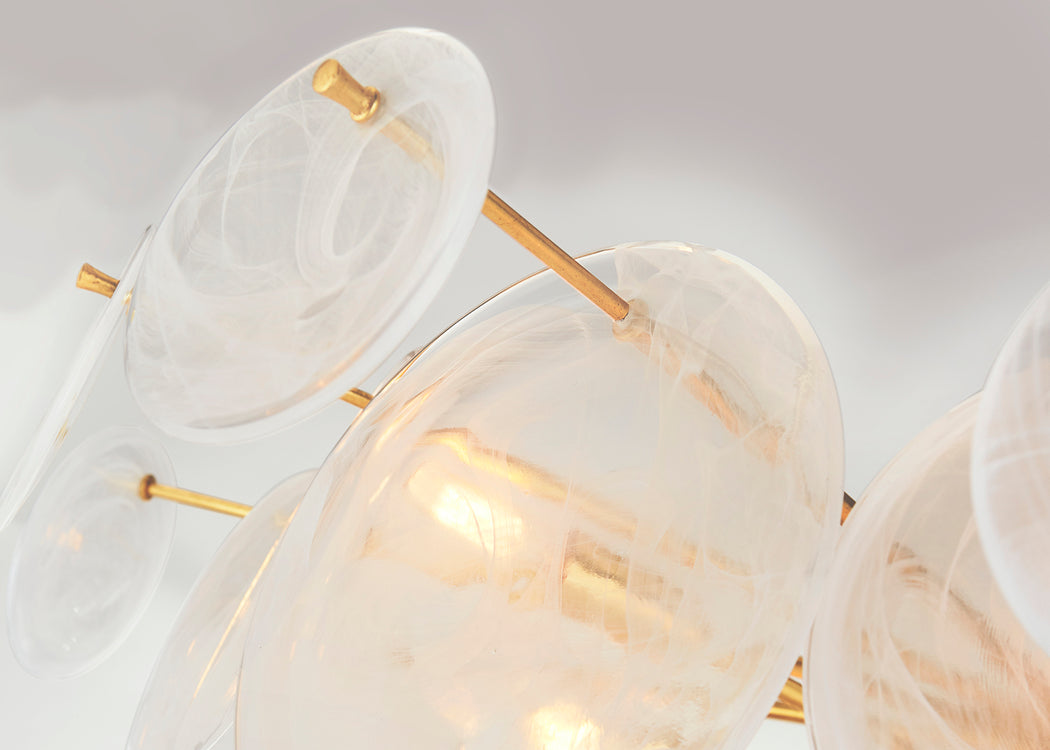 Loire Large Chandelier Gild/Clear Strie Glass