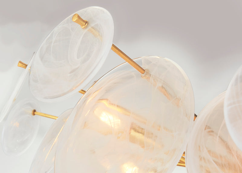 Loire Large Chandelier Gild/Clear Strie Glass
