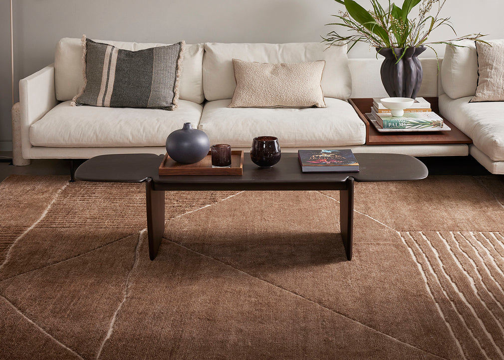 Landscape Fields Rug Brown 140cm x 200cm
