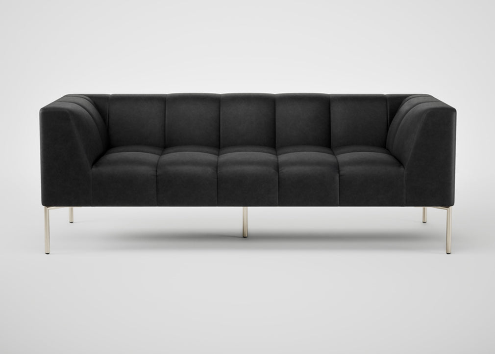 Quadro 3 Seater Sofa Daino Leather Elephant / Black