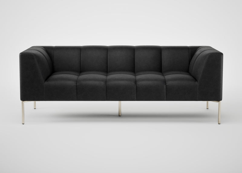 Quadro 3 Seater Sofa Daino Leather Elephant / Black