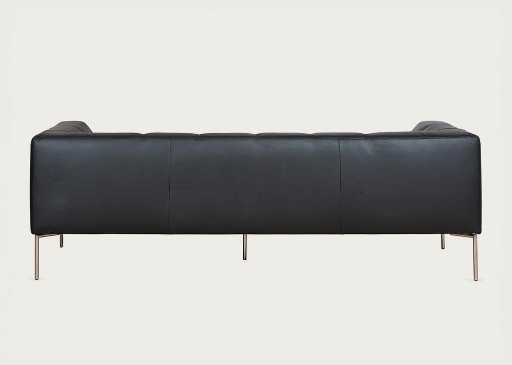 Quadro 3 Seater Sofa Daino Leather Elephant / Black