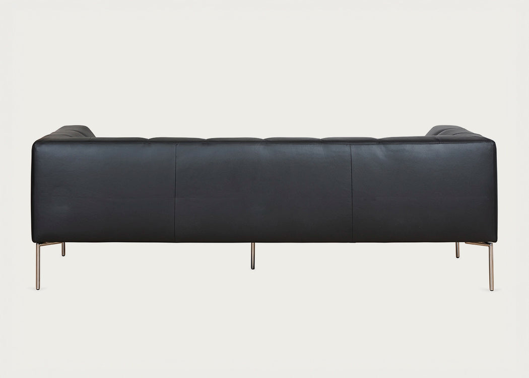 Quadro 3 Seater Sofa Daino Leather Elephant / Black