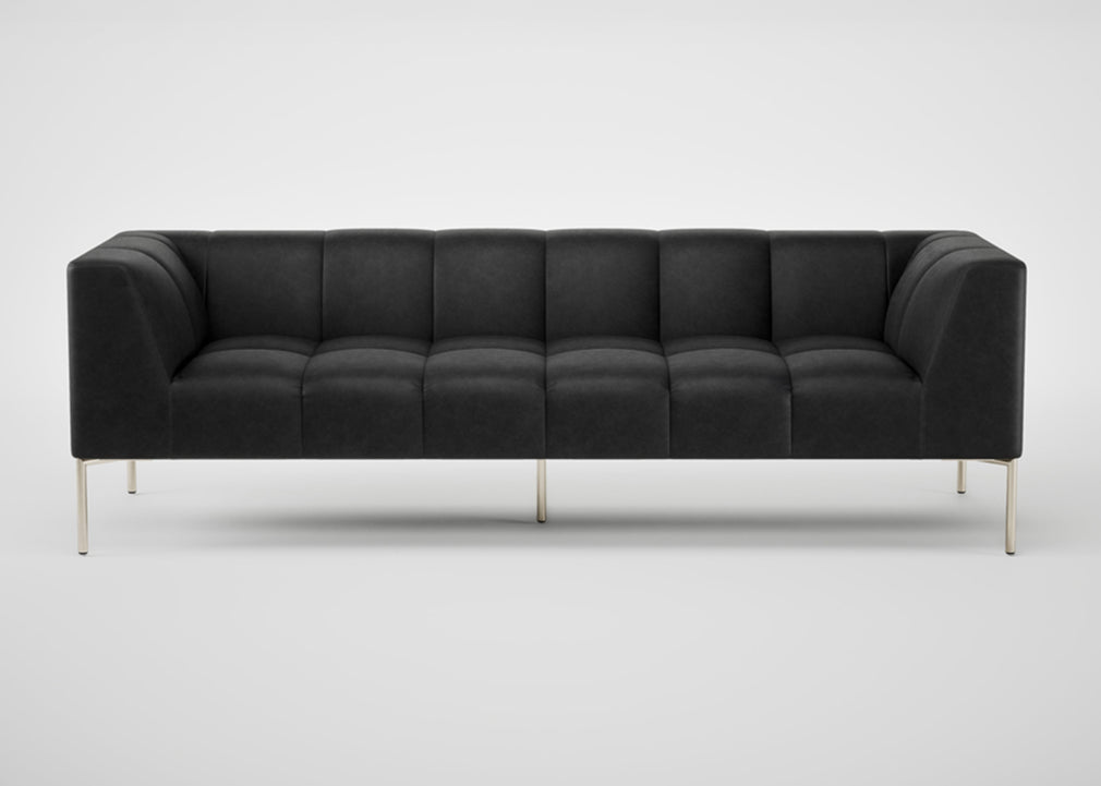 Quadro 4 Seater Sofa Leather Grain Graphite 063 / Stainless Steel