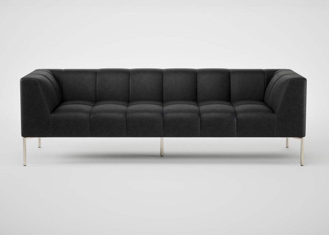 Quadro 4 Seater Sofa Leather Grain Graphite 063 / Stainless Steel