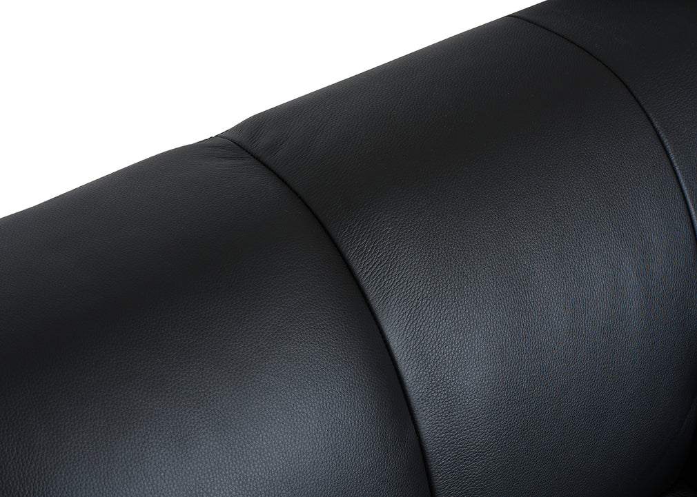 Quadro 4 Seater Sofa Leather Grain Graphite 063 / Stainless Steel