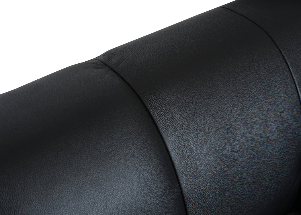 Quadro 4 Seater Sofa Leather Grain Graphite 063 / Stainless Steel