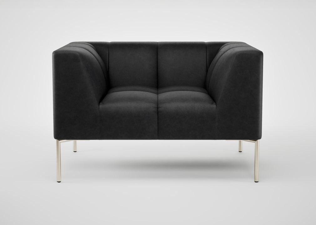 Quadro Armchair Daino Leather Elephant / Black