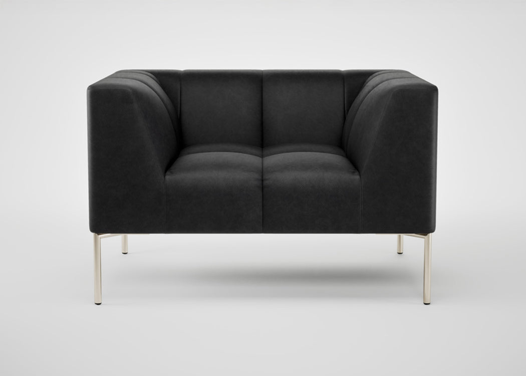 Quadro Armchair Daino Leather Elephant / Black