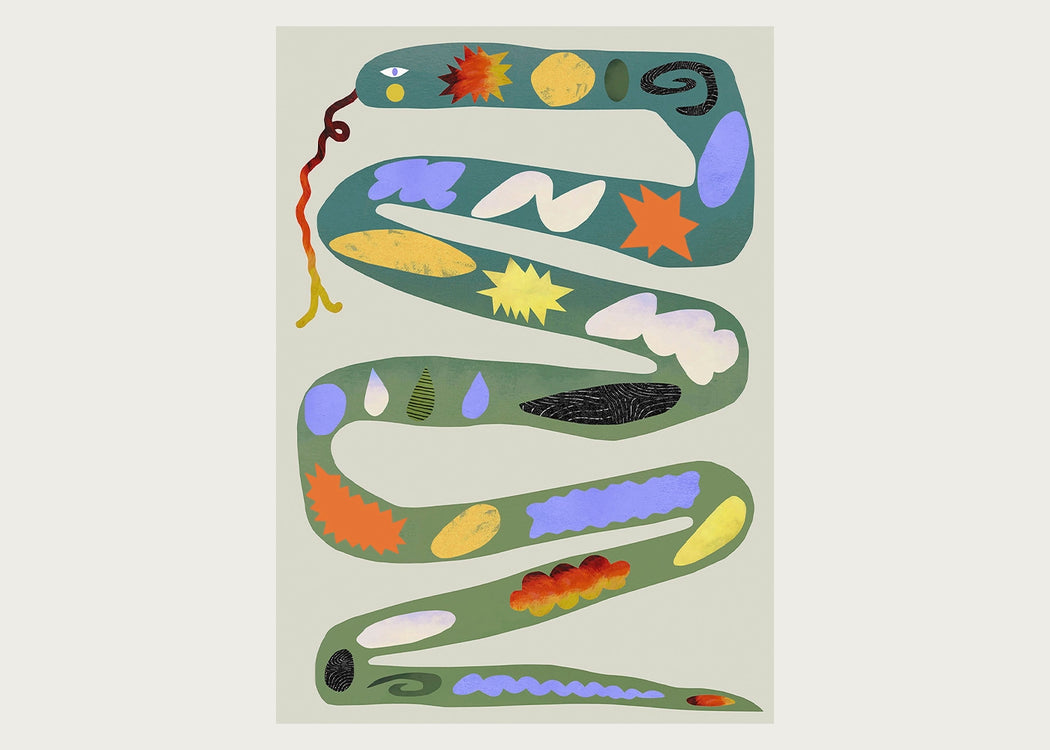 Green Snake Print 30cm x 40cm