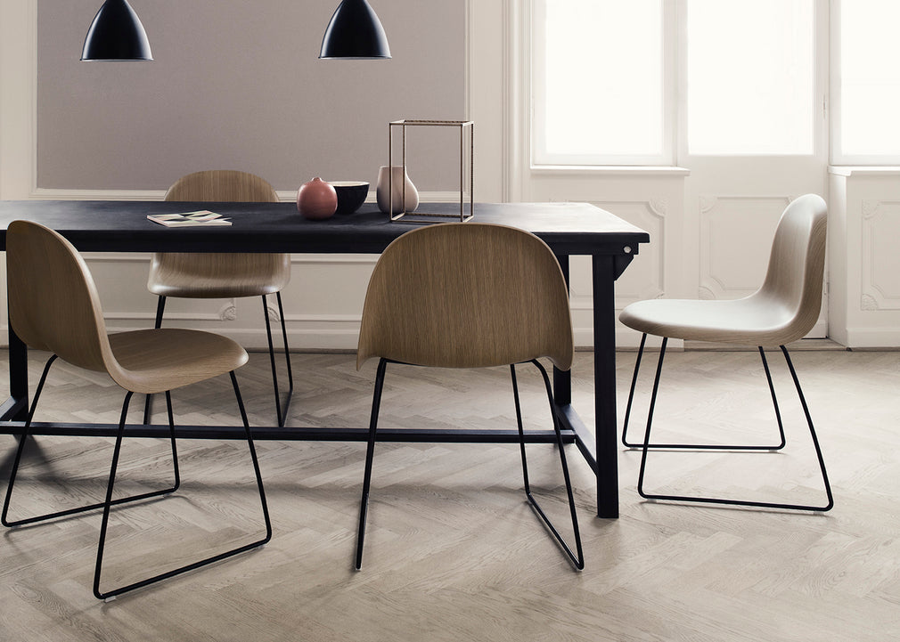 3D Dining Chair No Upholstery / Walnut / Stainless Steel