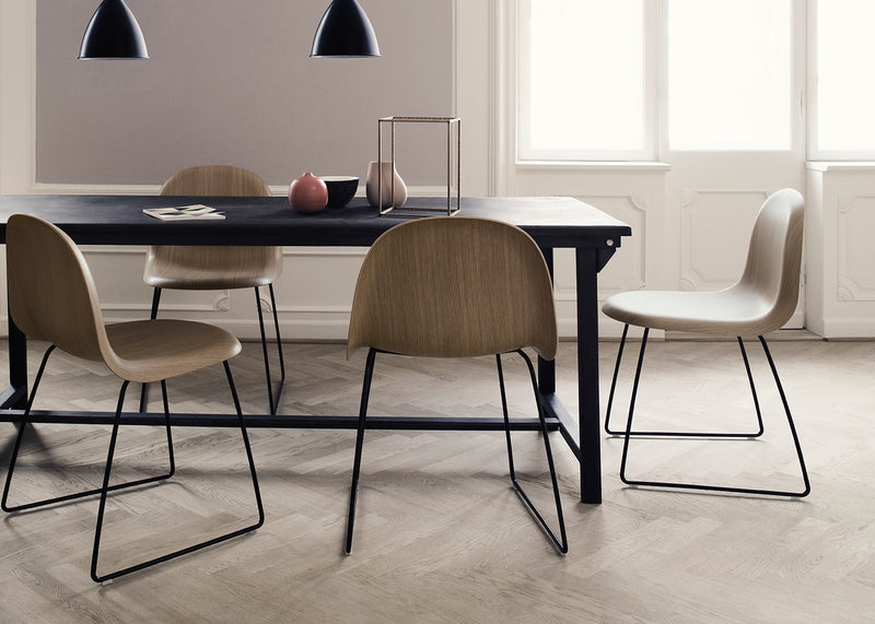 3D Dining Chair No Upholstery / Walnut / Stainless Steel
