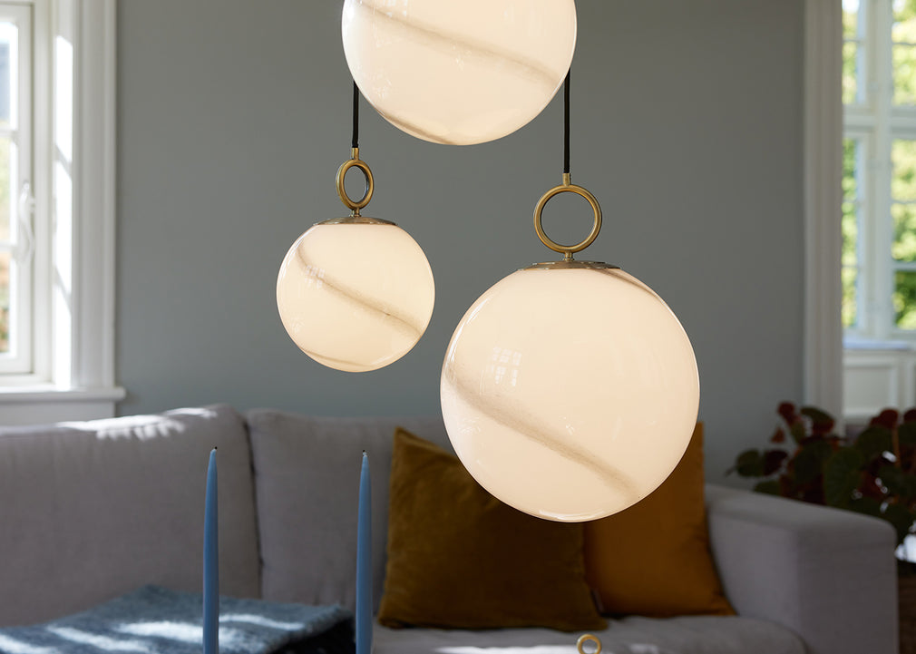 Stockholm Pendant Light 18cm / Marble Grey