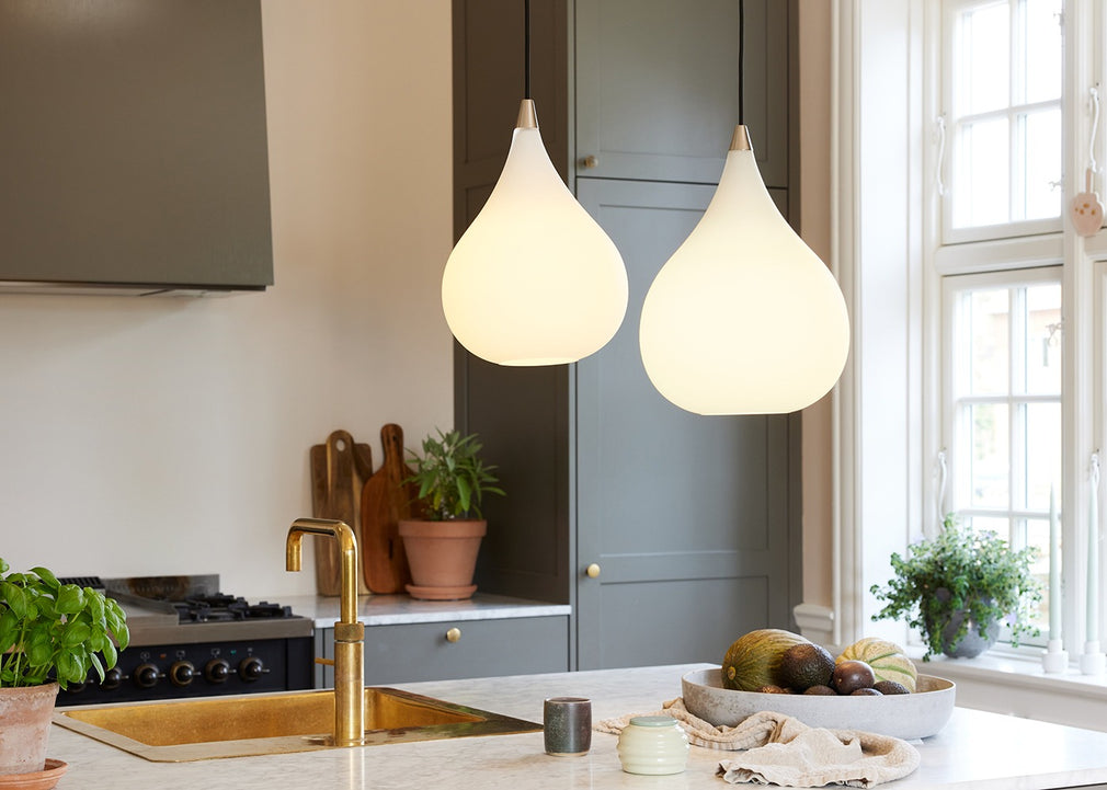 Drops Pendant Light Opal Glass 38cm