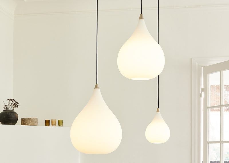 Drops Pendant Light Opal Glass 38cm