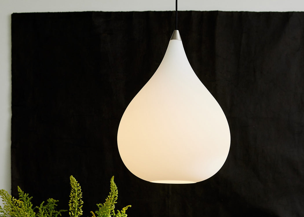 Drops Pendant Light Opal Glass 38cm