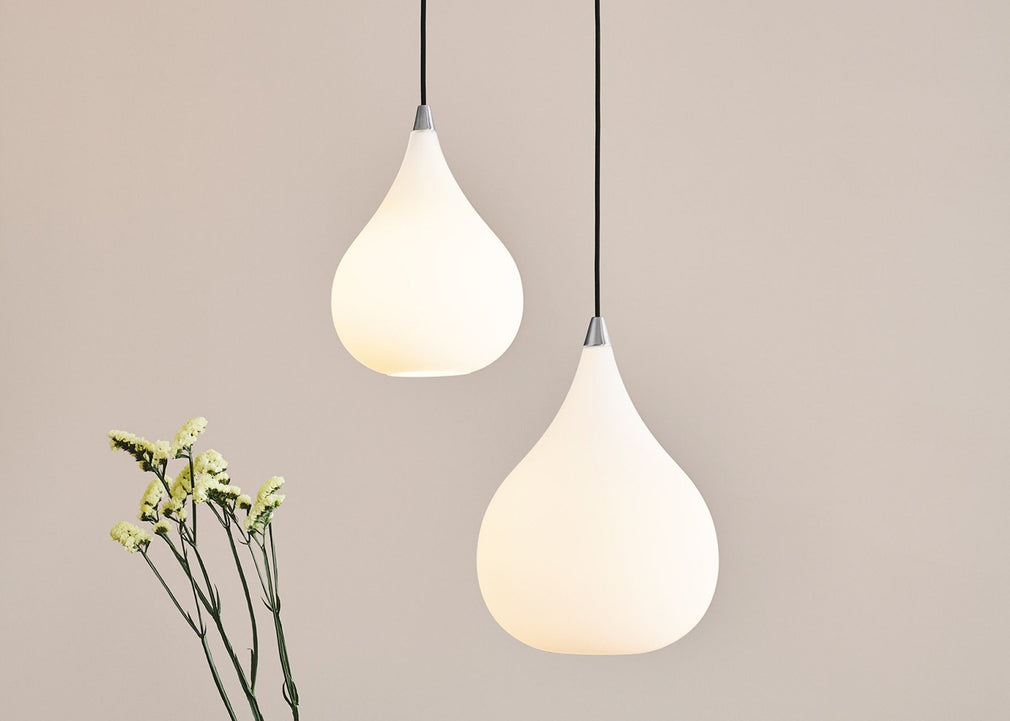 Drops Pendant Light Opal Glass 38cm