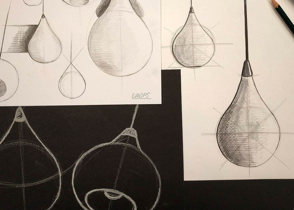 Drops Pendant Light Opal Glass 38cm