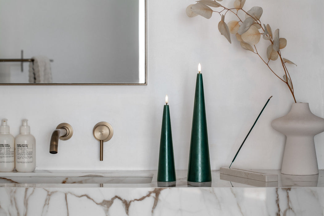 LED Cone Candle Large Pine Green