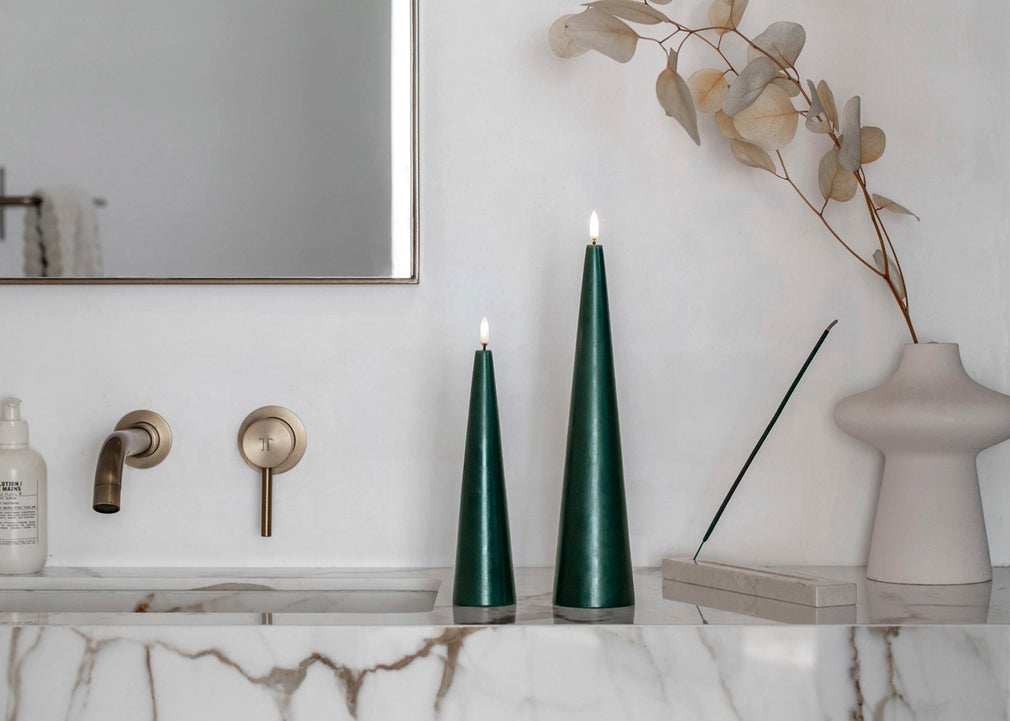 LED Cone Candle Large Pine Green