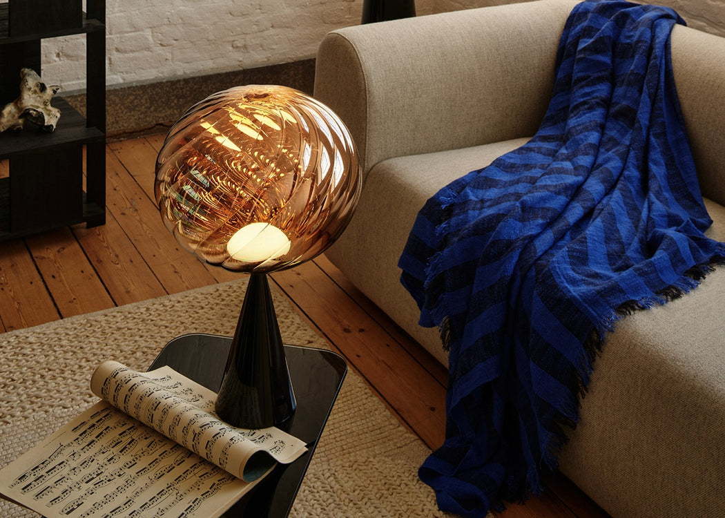 Whirl LED Cone Fat Table Lamp Silver/Black
