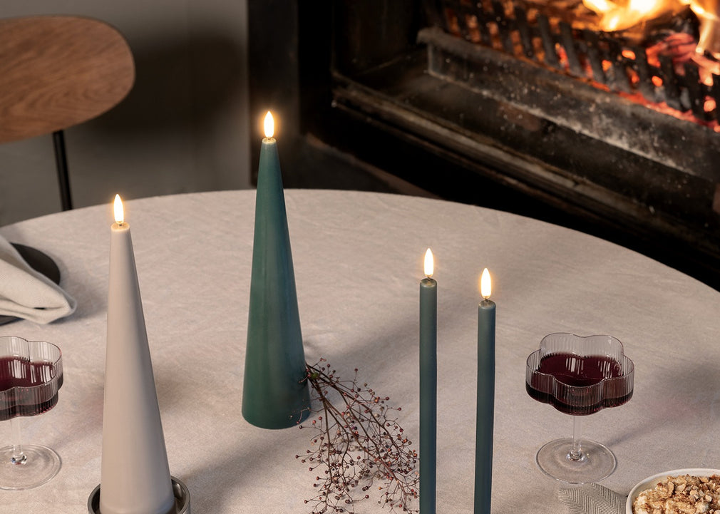 LED Cone Candle Small Pine Green