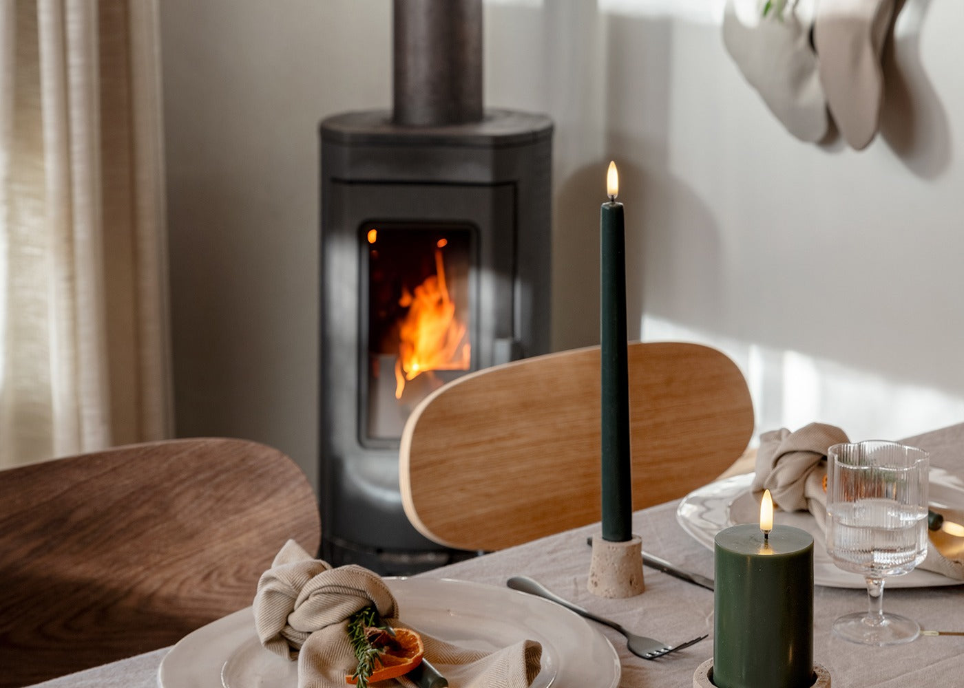 LED Smooth Tapered Dinner Candles Ivory