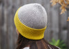 Ribbed Two Colour Lambswool Beanie Hat Bordeaux & Dusky Pink