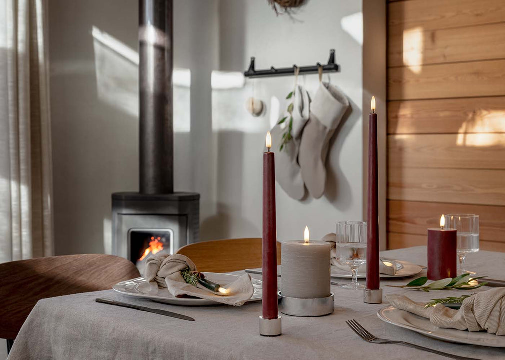 LED Pillar Candles 5.8 x 15.2cm Pine Green