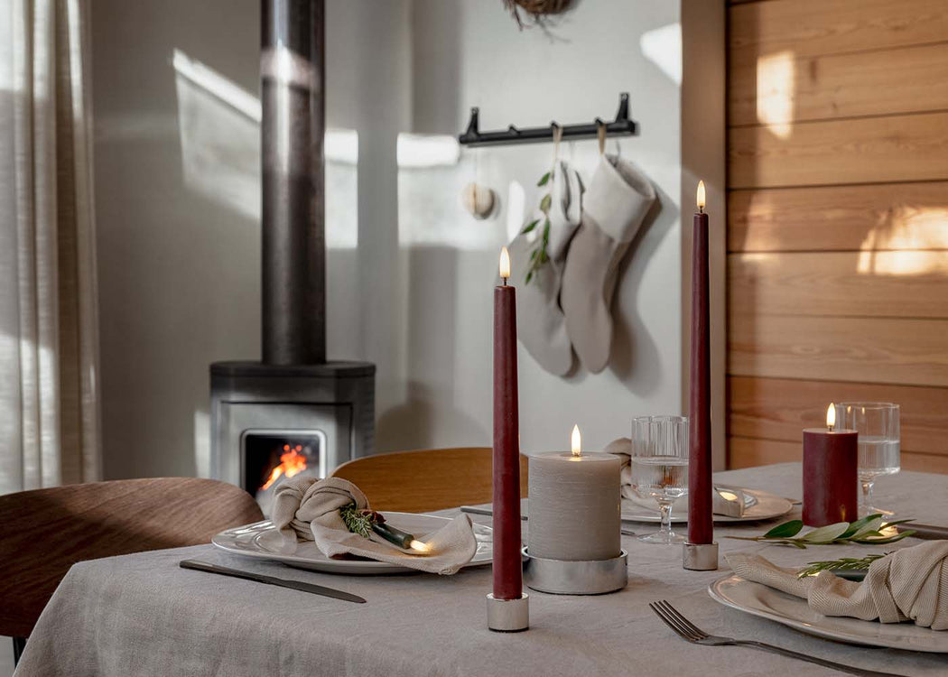 LED Pillar Candles 5.8 x 15.2cm Pine Green