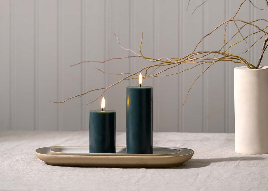 LED Pillar Candles 5.8 x 15.2cm Pine Green