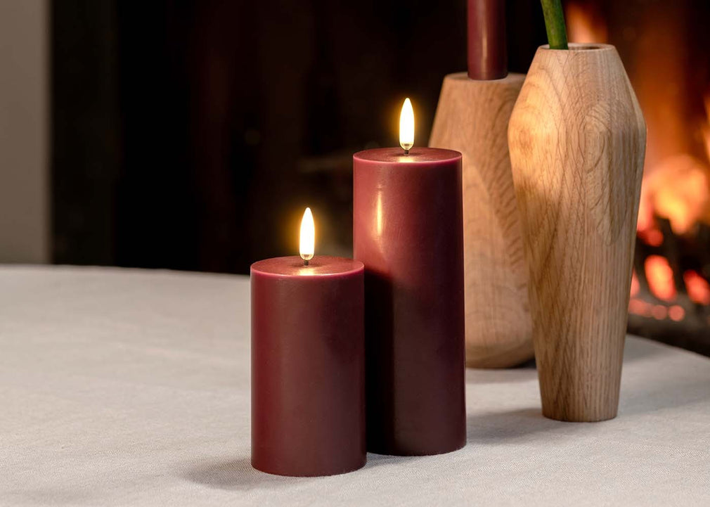 LED Pillar Candles 5.8 x 15.2cm Pine Green