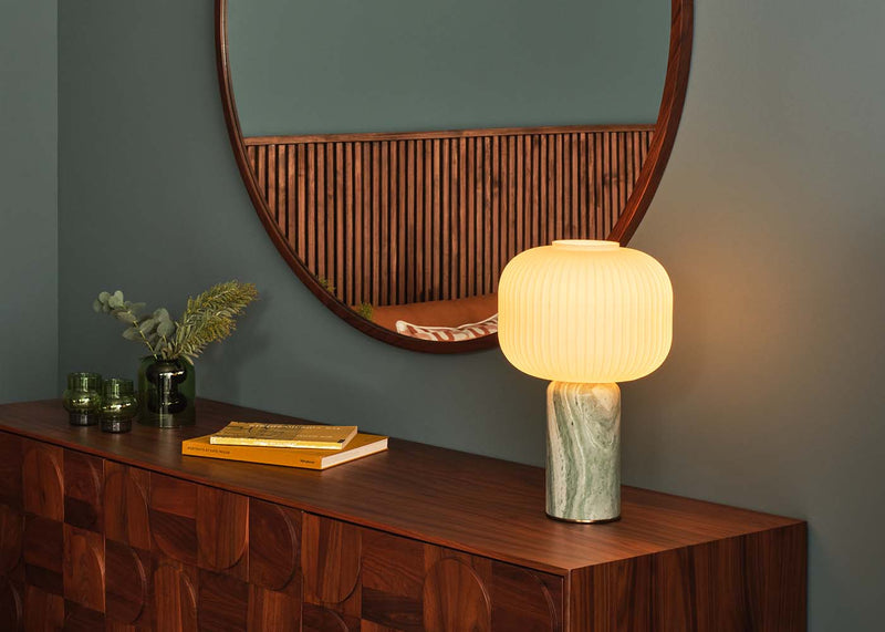 Opal Lantern Table Lamp Cocoa Marble