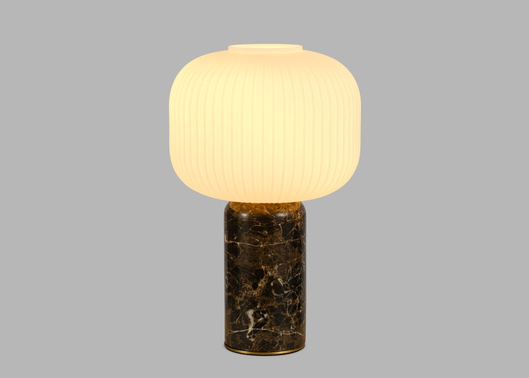 Opal Lantern Table Lamp Cocoa Marble
