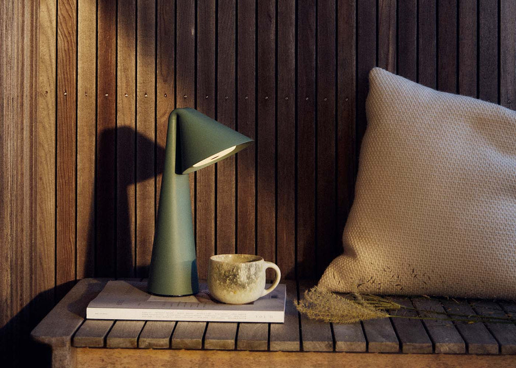 Ami LED Portable Table Lamp Olive Stone