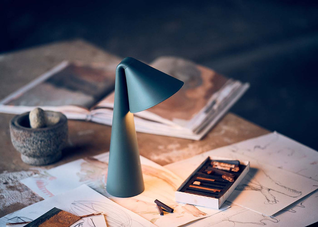 Ami LED Portable Table Lamp Olive Stone