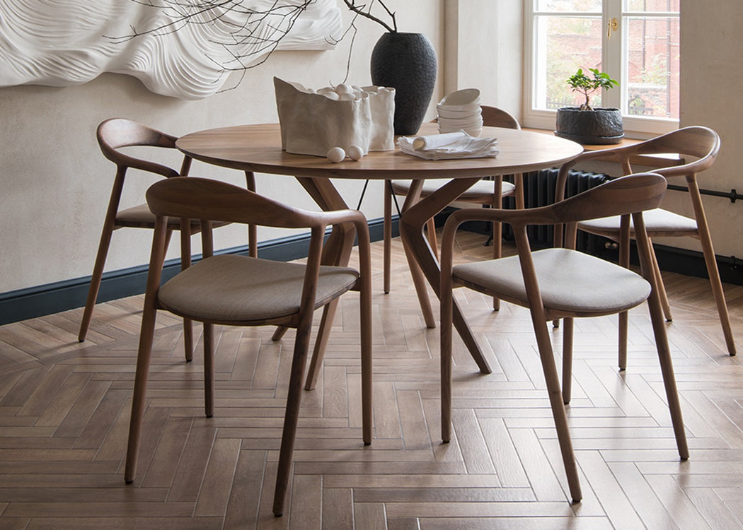 Lakri Round Table Natural Oiled Walnut