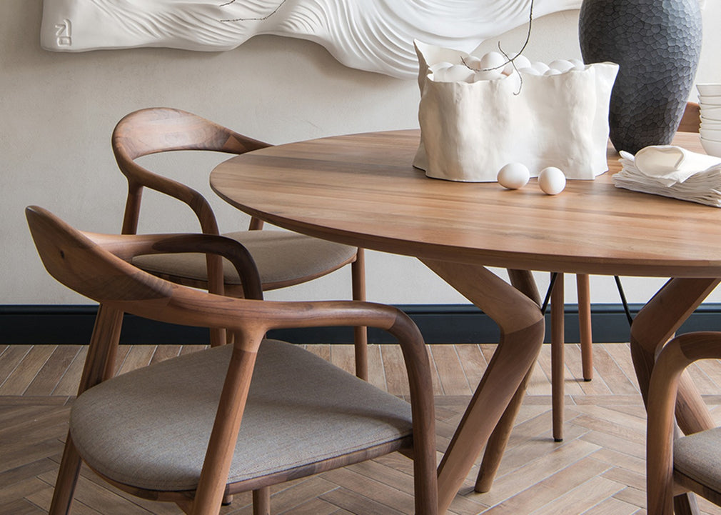 Lakri Round Table Natural Oiled Walnut