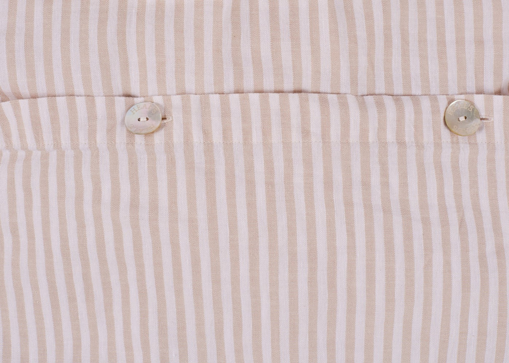 Washed Linen Blend Natural Stripe Duvet Cover Double