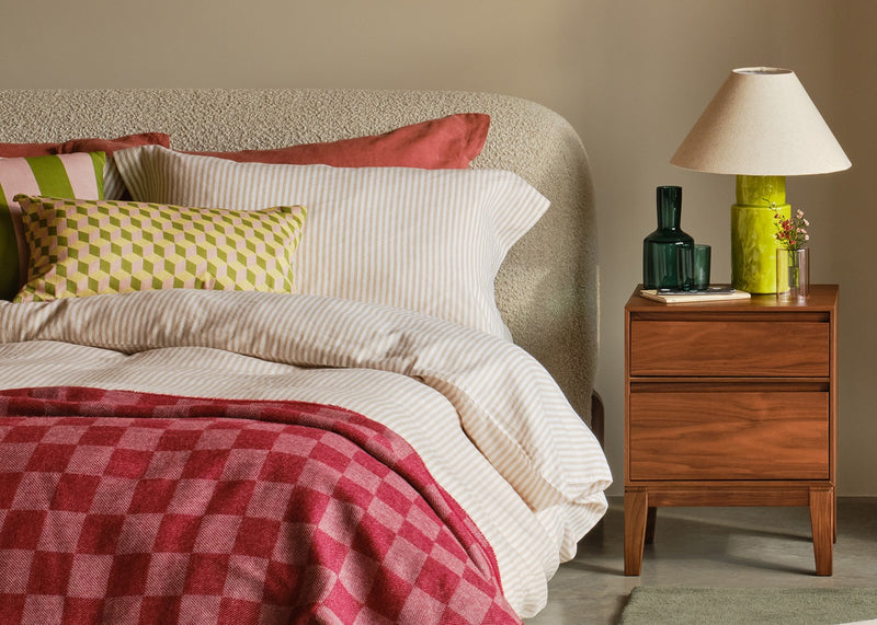 Washed Linen Blend Natural Stripe Duvet Cover Double