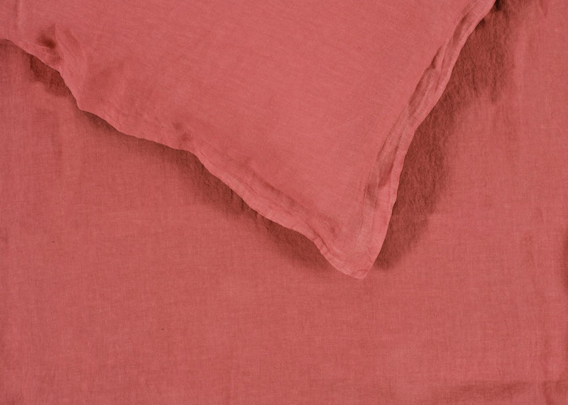 Washed Linen Terracotta Duvet Cover Double