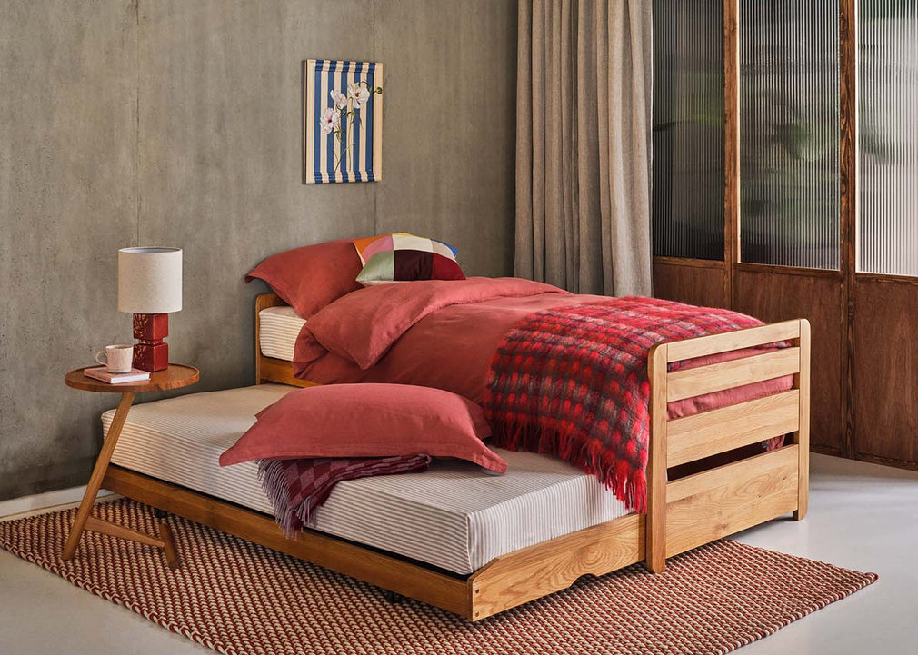 Washed Linen Terracotta Fitted Sheet Double