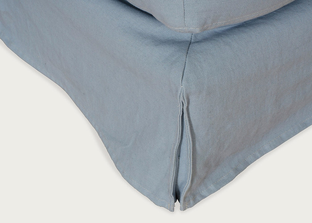 Tailor Loose Cover Rectangular Footstool Capelo Linen-Cotton Bamboo