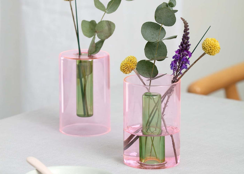 Block Reversible Vase Small Peach & Cobalt