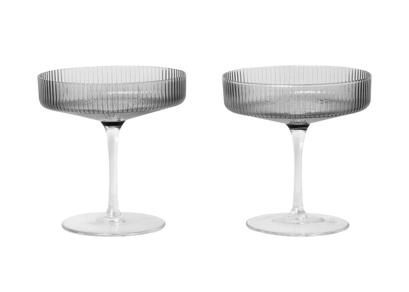 Ripple Smoked Grey Champagne Saucer Set of 2
