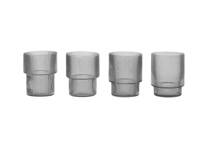 Ripple Smoked Grey Tumbler Glass Set of 4