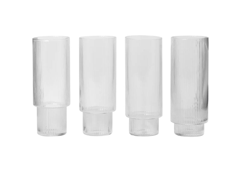 Ripple Clear Long Drink Glasses Set of 4